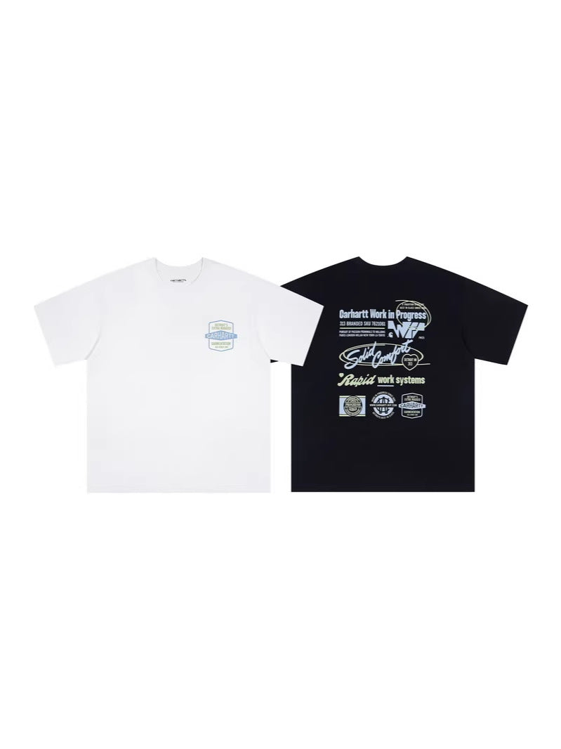 Unisex Carhartt High Street Printed Cotton Loose T Shirt Casual Daily Tops