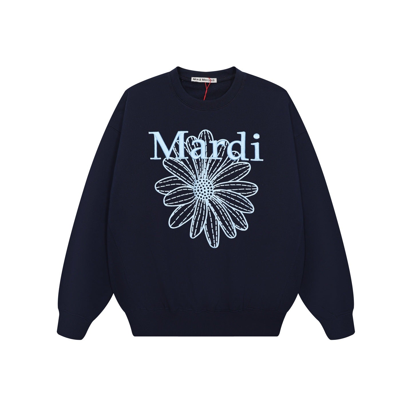 Oversized Floral Embroidered Crewneck Sweatshirt