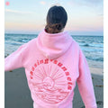 Everything Comes in Waves" Palm Surf Embroidery Drop Shoulder Hoodie