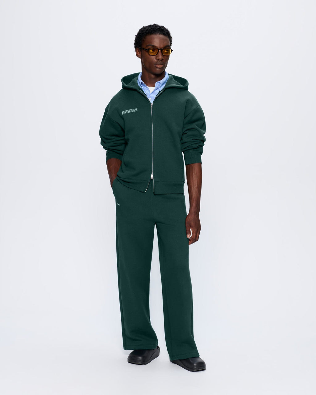 Mens 365 Heavyweight Two-Way Zip-Through Hoodie—Foliage Green