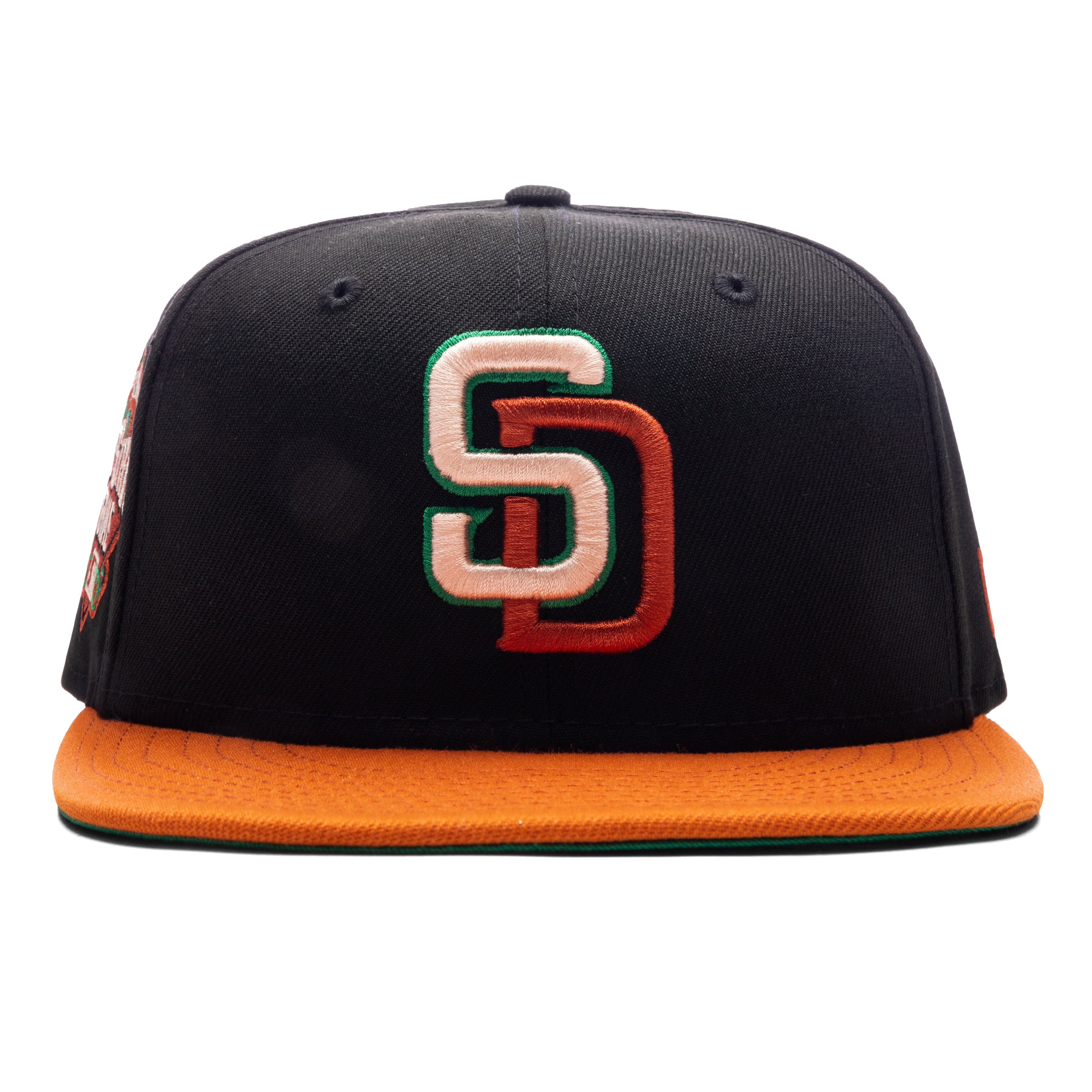 FEATURE x New Era 59FIFTY Fitted SD Padres Cooperstown - Black/Fight Orange/Twill Green
