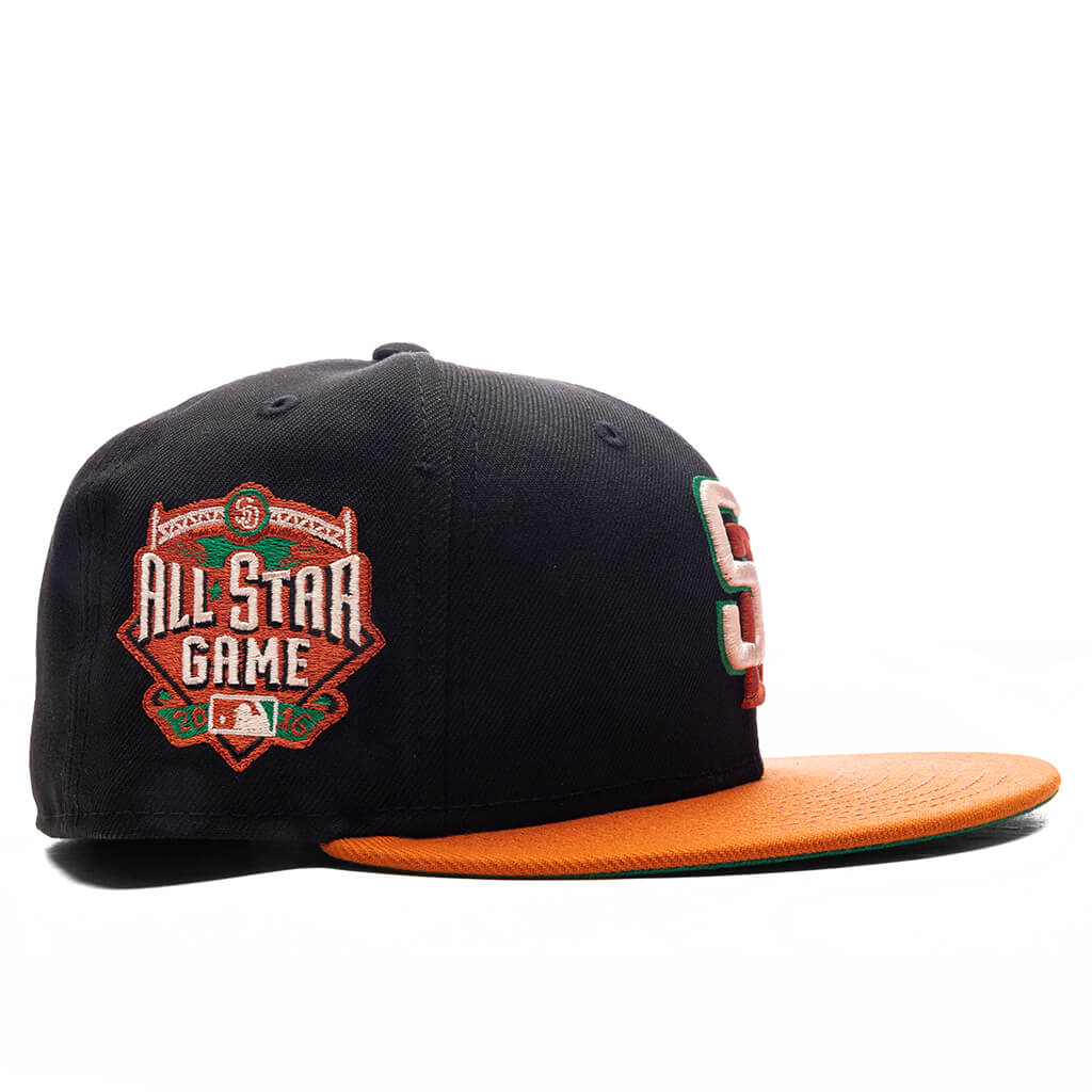 FEATURE x New Era 59FIFTY Fitted SD Padres Cooperstown - Black/Fight Orange/Twill Green
