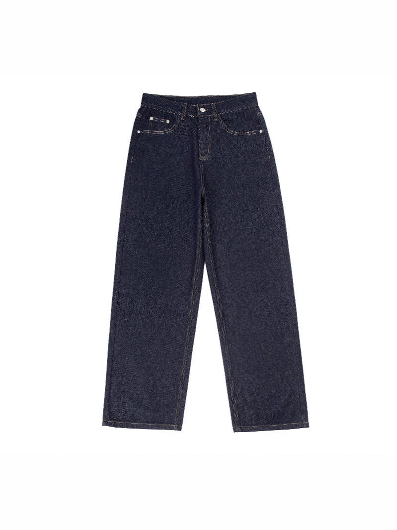 RUIENRS x Magmans 2025 Vintage Washed Dark Blue Baggy Wide Leg Jeans Unisex Loose Streetwear Denim Pants K7523