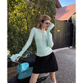 Slim Fit Ribbed Knit Button Top