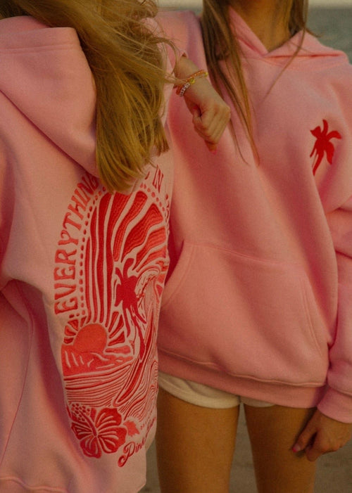 "Everything Comes in Waves" Hoodie in pink