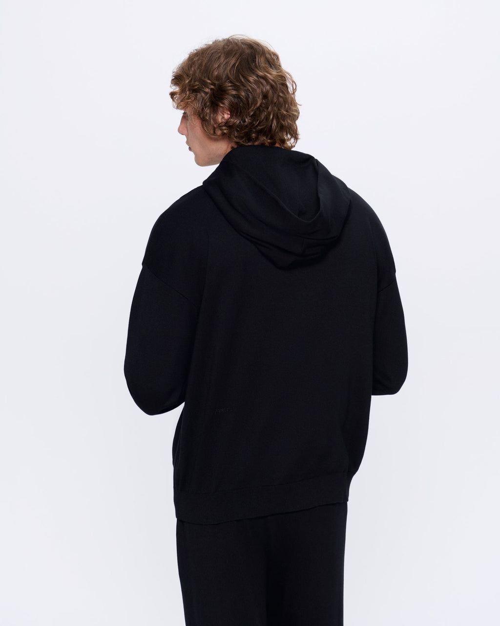 Mens DNA Knitted Hoodie—black