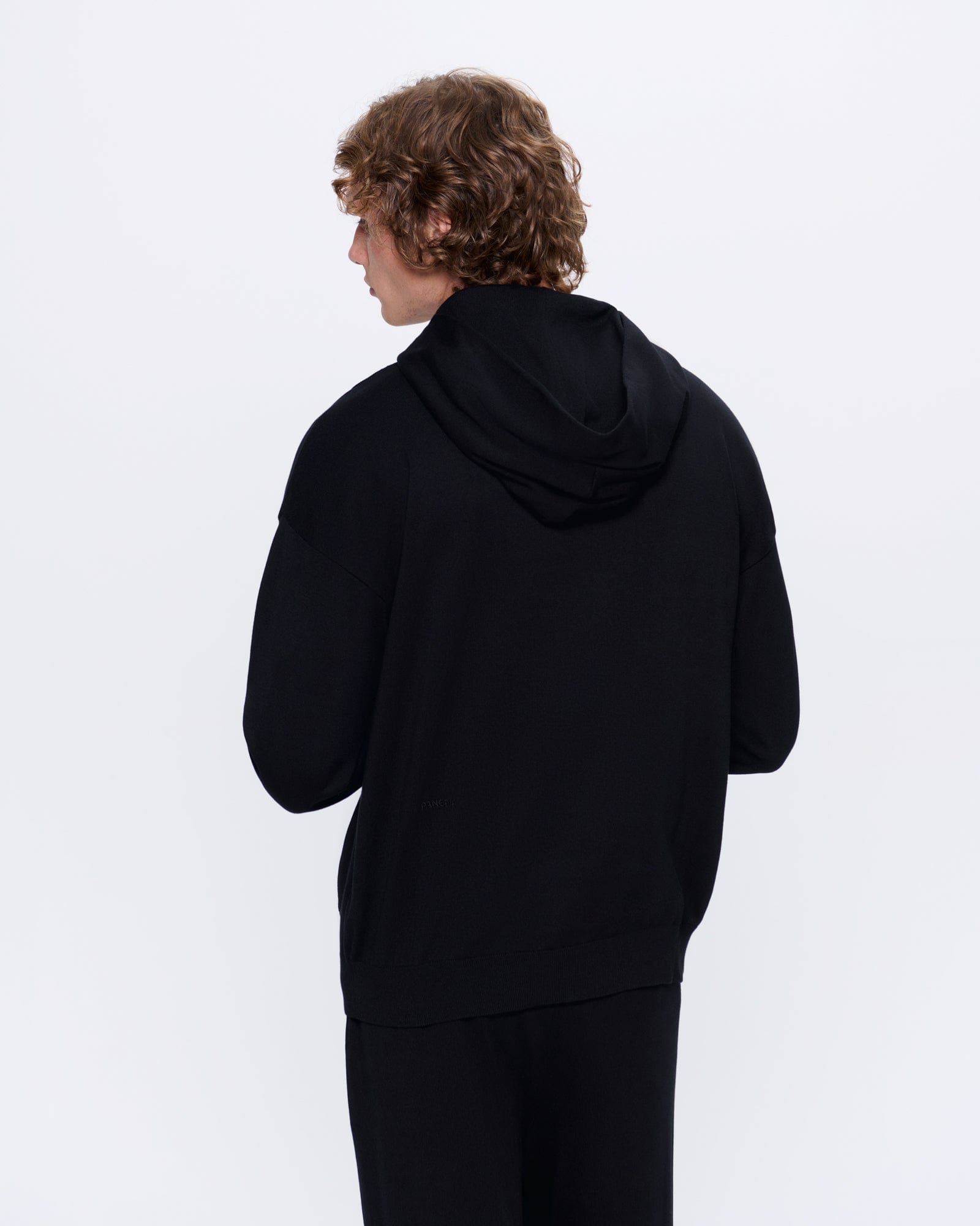 Mens DNA Knitted Hoodie—black