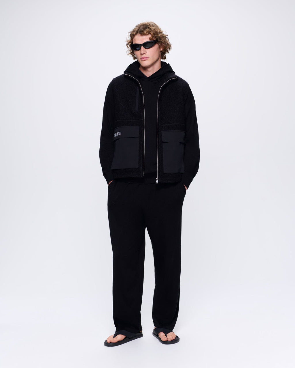 Mens DNA Knitted Hoodie—black