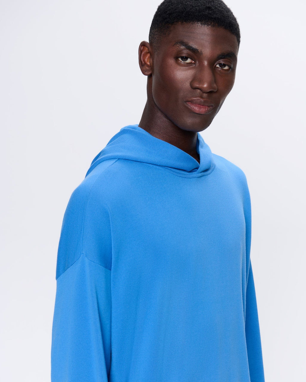 Mens DNA Knitted Hoodie—geyser blue