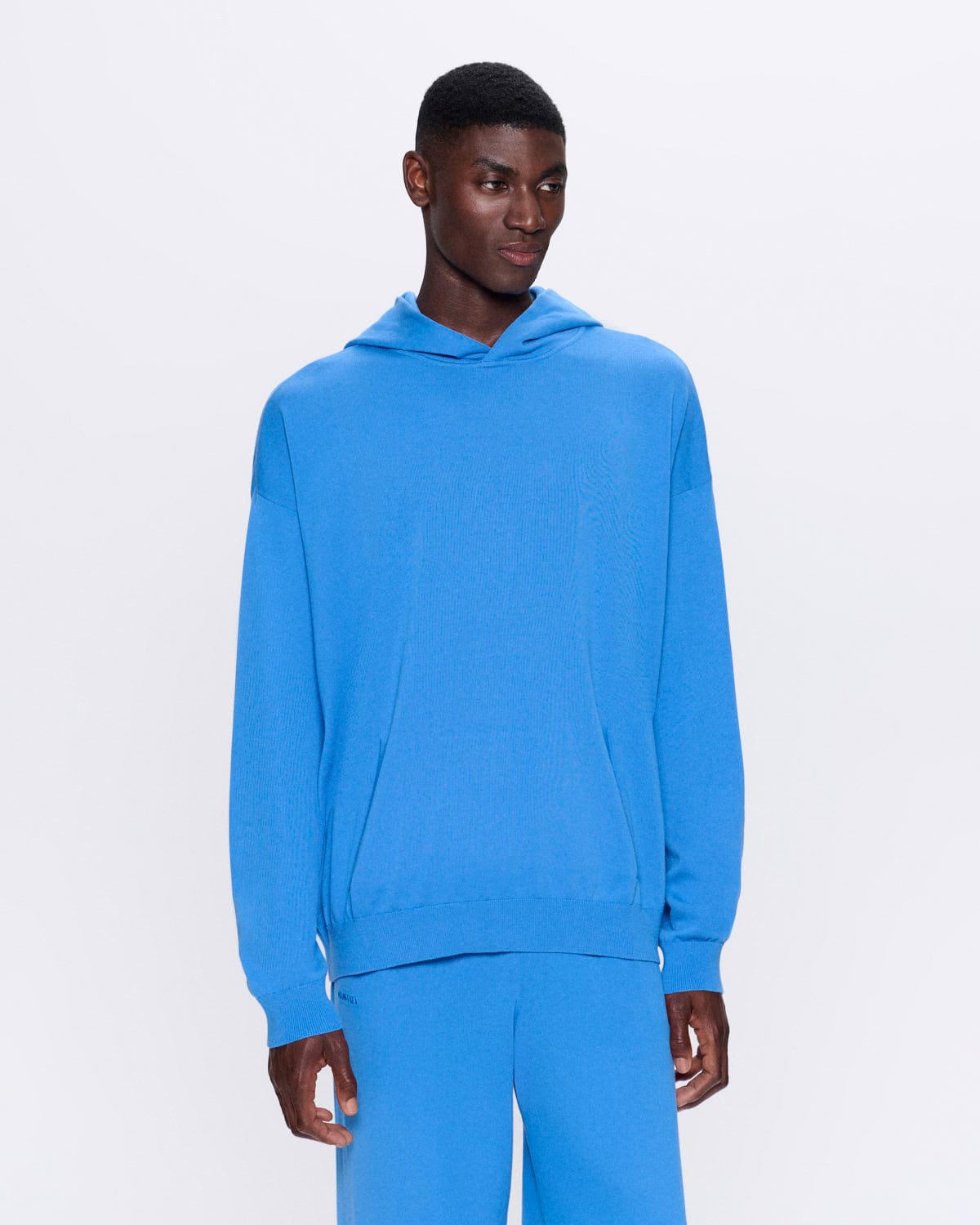 Mens DNA Knitted Hoodie—geyser blue