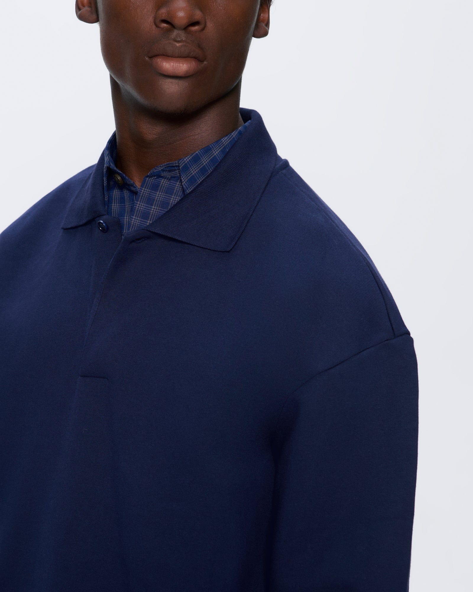 Mens DNA Heavyweight Polo Sweatshirt—navy