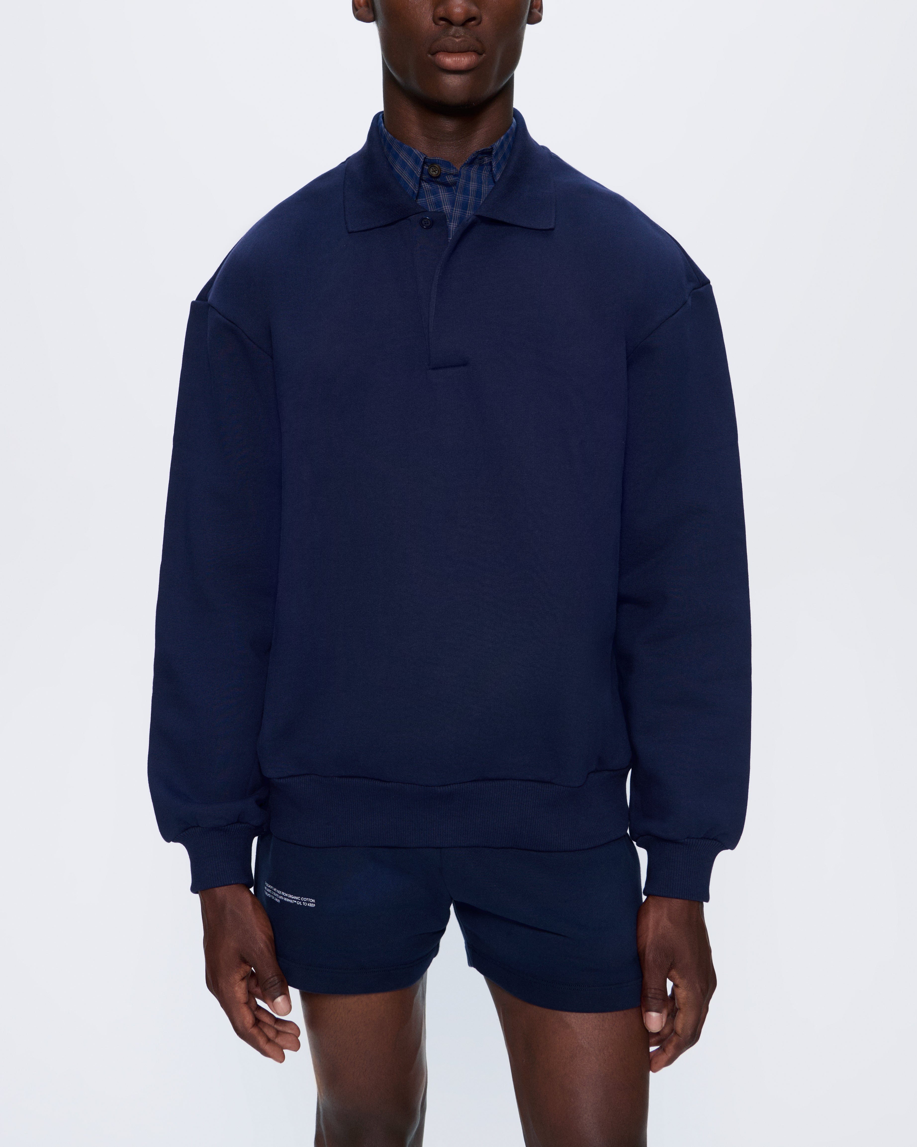 Mens DNA Heavyweight Polo Sweatshirt—navy