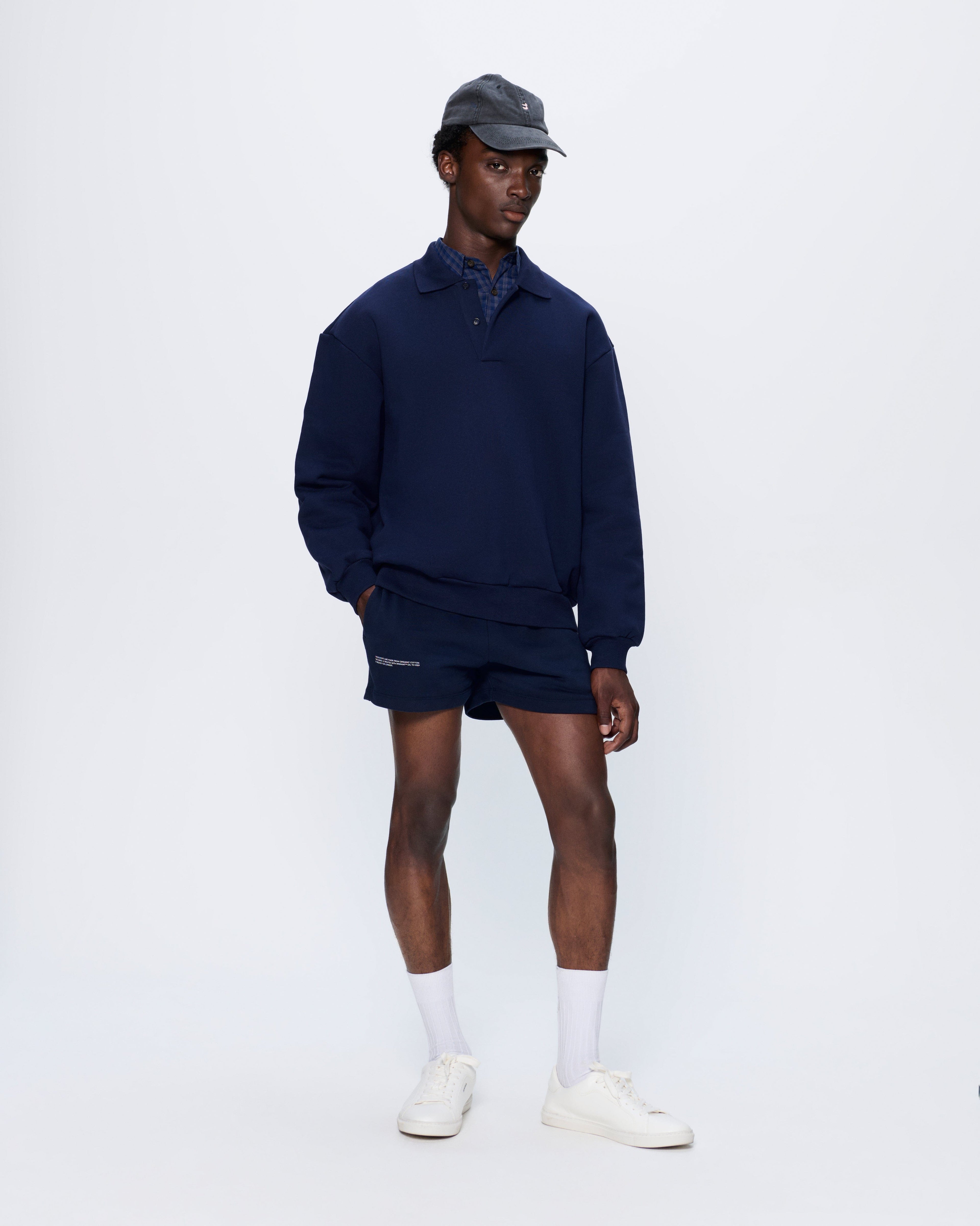 Mens DNA Heavyweight Polo Sweatshirt—navy