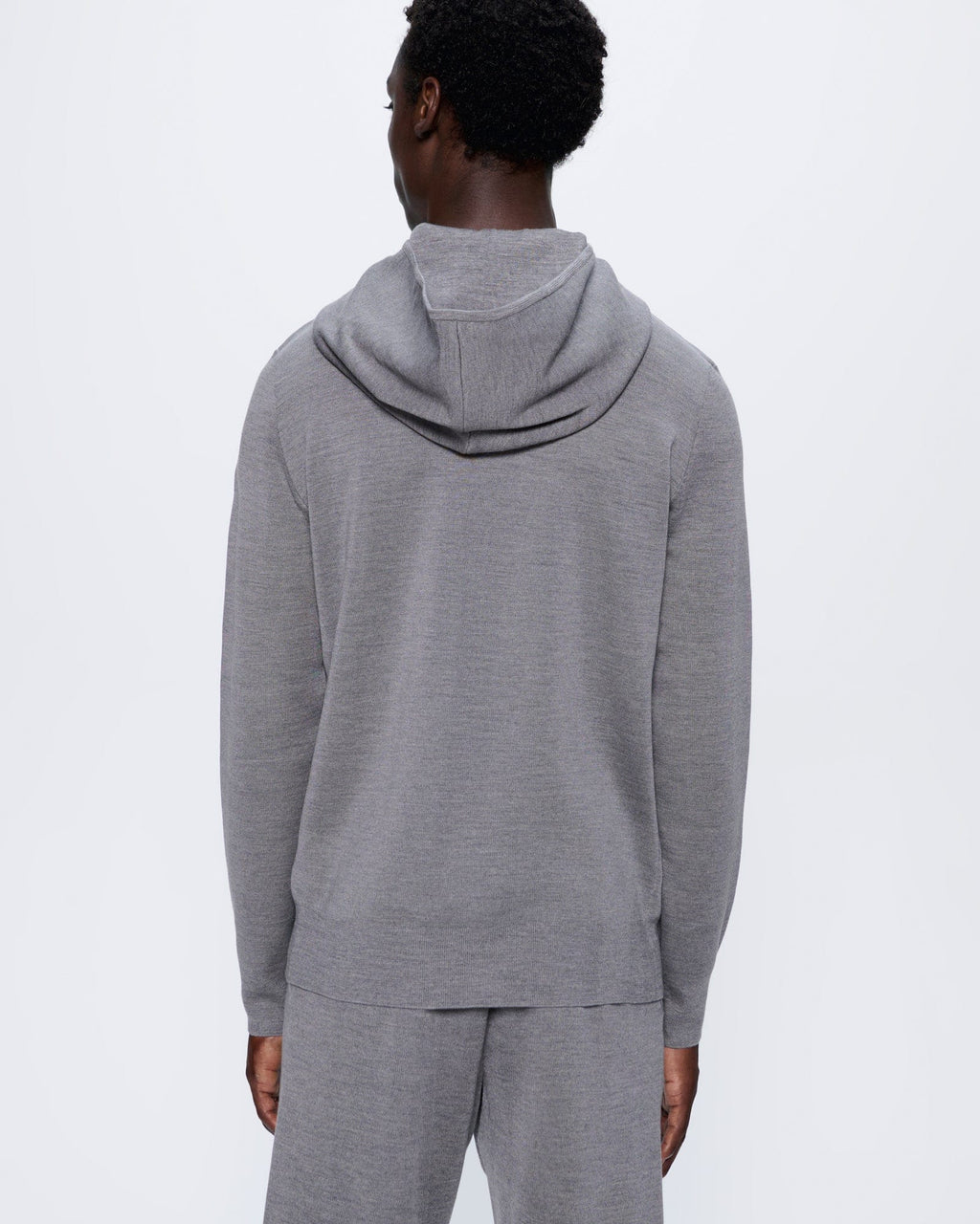 Mens Regenerative Merino Wool Hoodie—grey marl