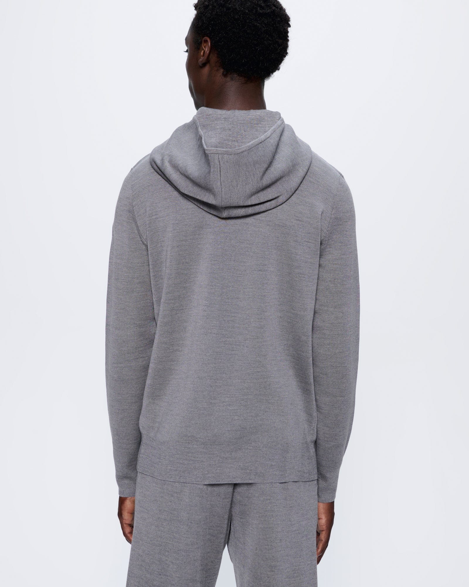 Mens Regenerative Merino Wool Hoodie—grey marl