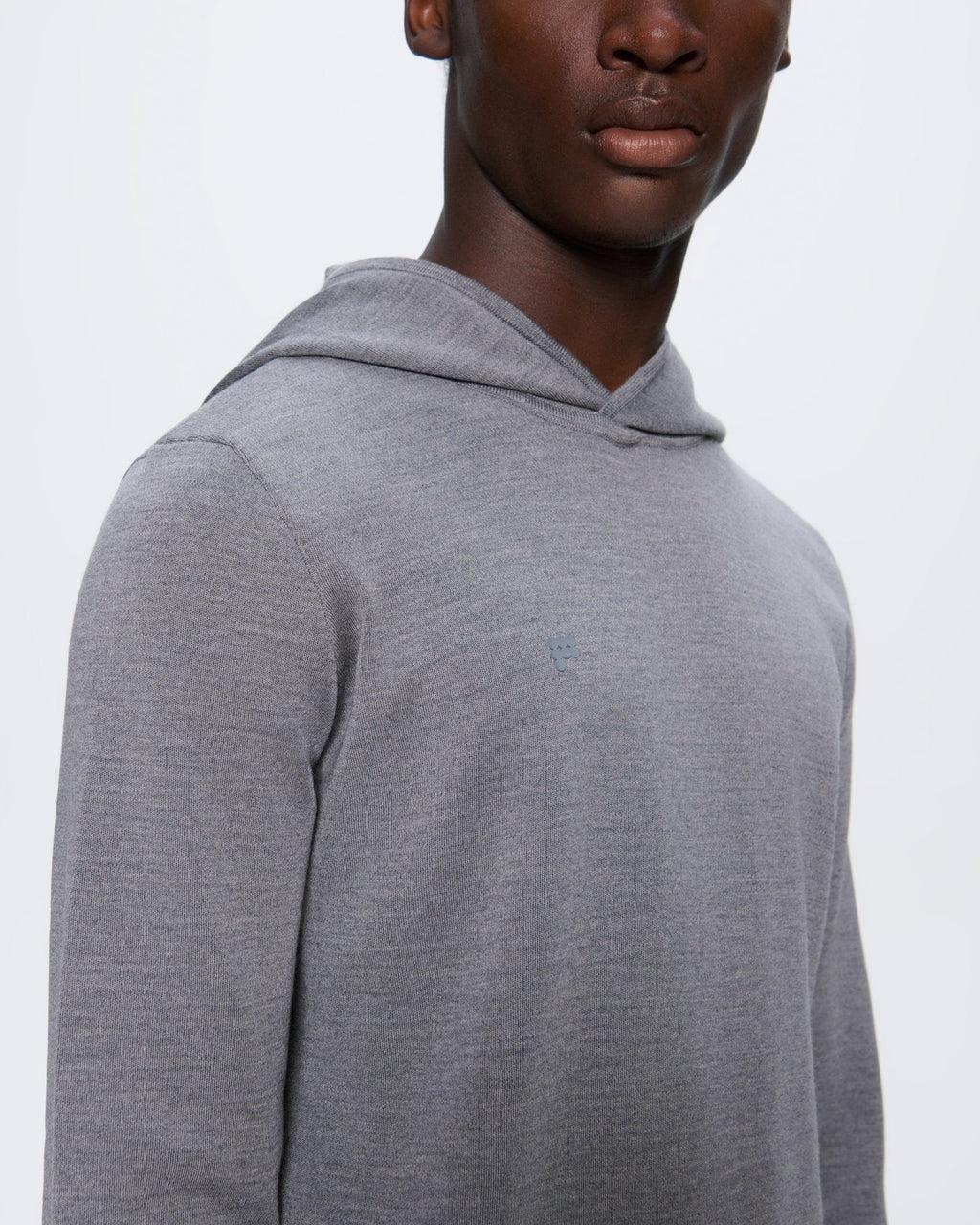 Mens Regenerative Merino Wool Hoodie—grey marl