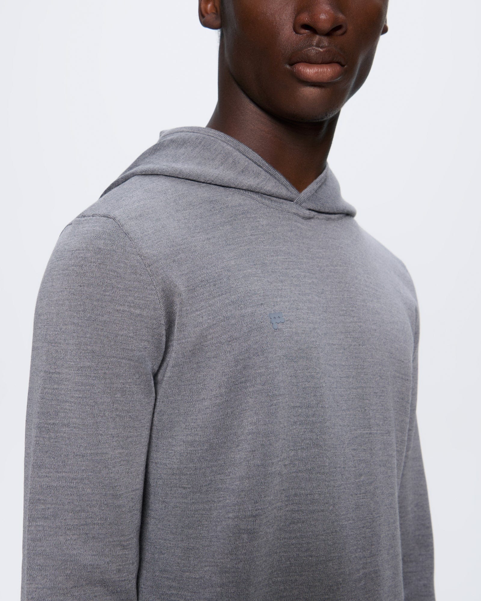 Mens Regenerative Merino Wool Hoodie—grey marl