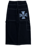 Black Wide Leg GLOE Cross Skull Carpenter Jeans