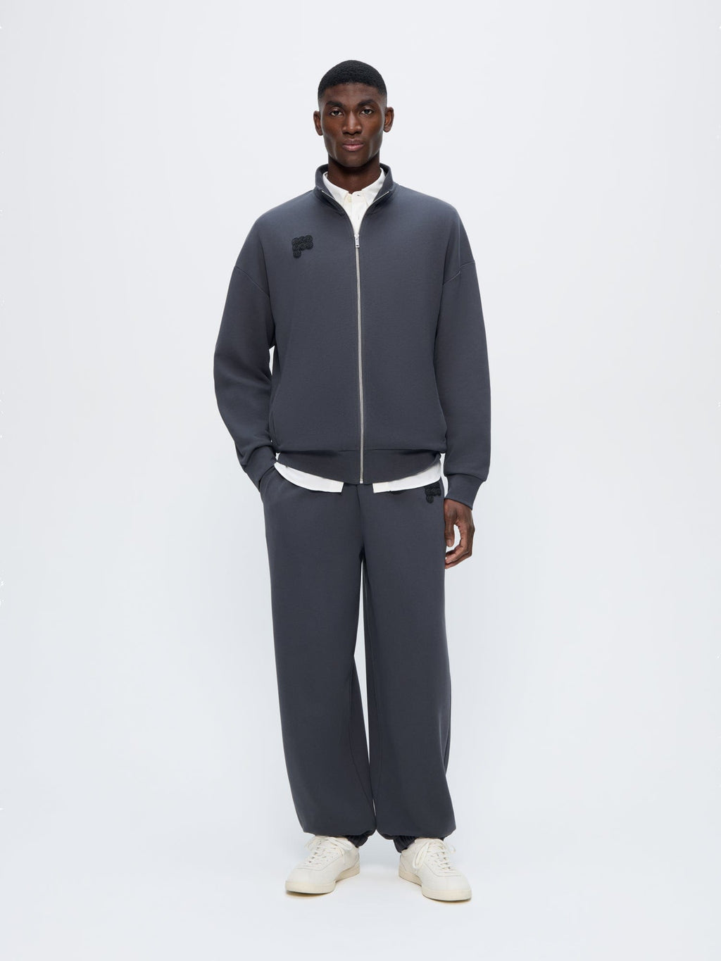 Mens Zip Up Sweatshirt—Smoked Black