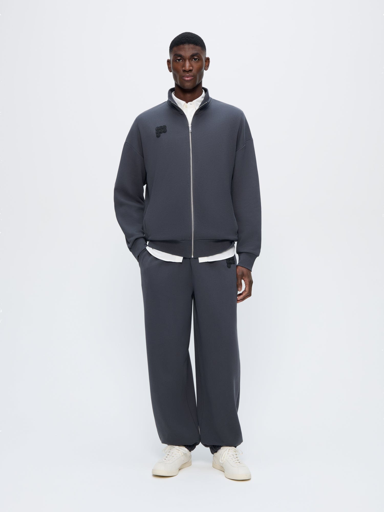Mens Zip Up Sweatshirt—Smoked Black