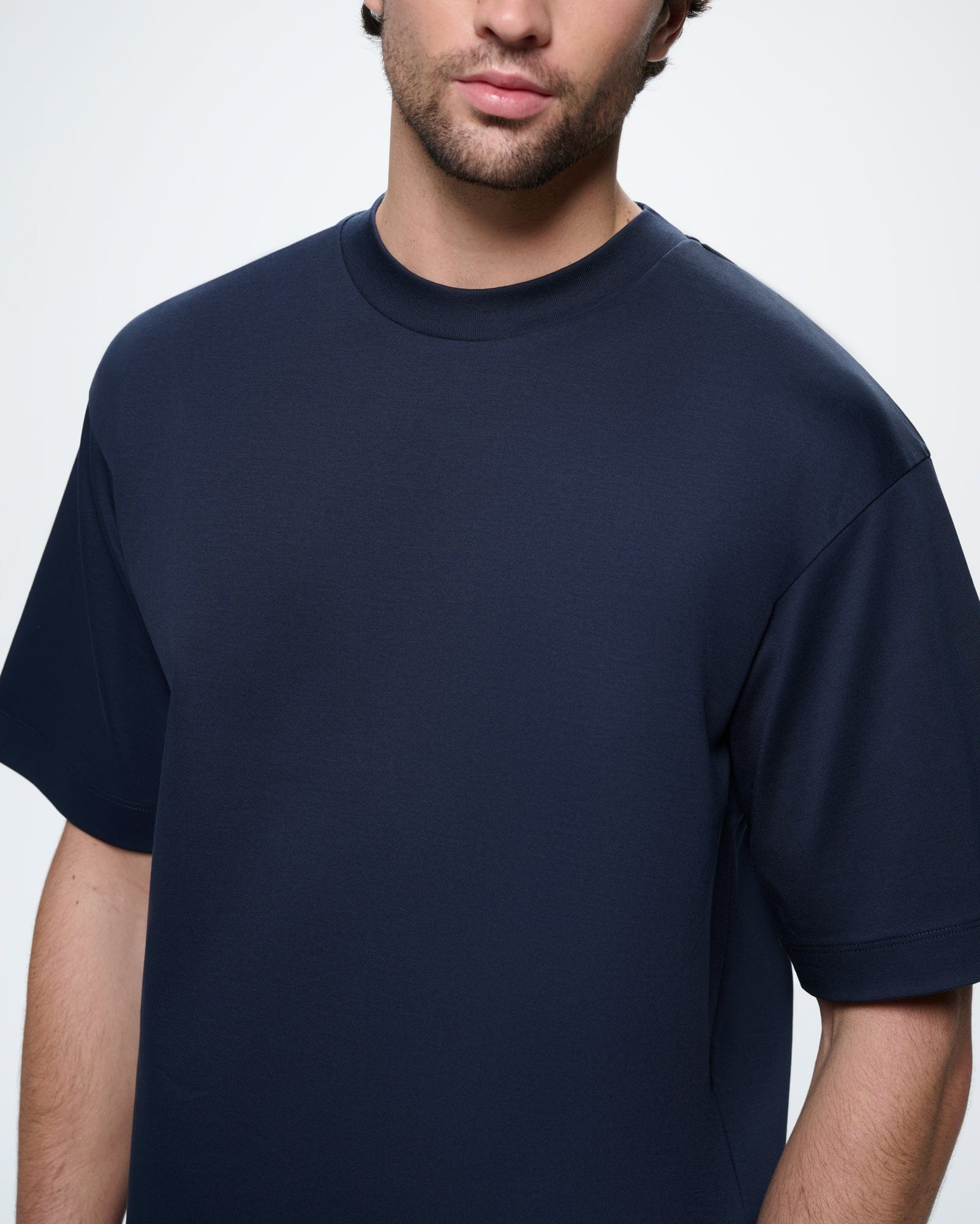 Mens Interlock Oversized T-Shirt—Granite Navy