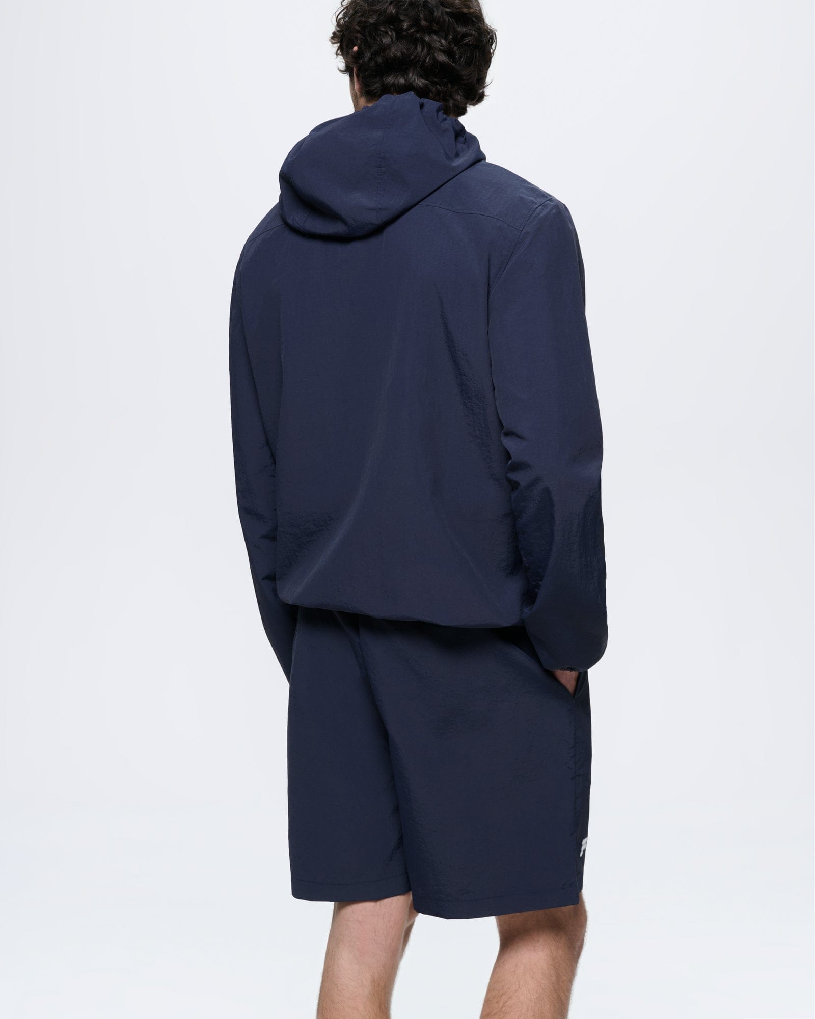 Mens Recycled Nylon Zip Up Jacket—Granite Navy