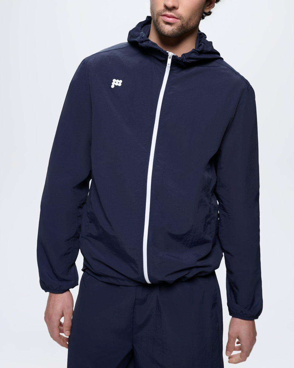 Mens Recycled Nylon Zip Up Jacket—Granite Navy