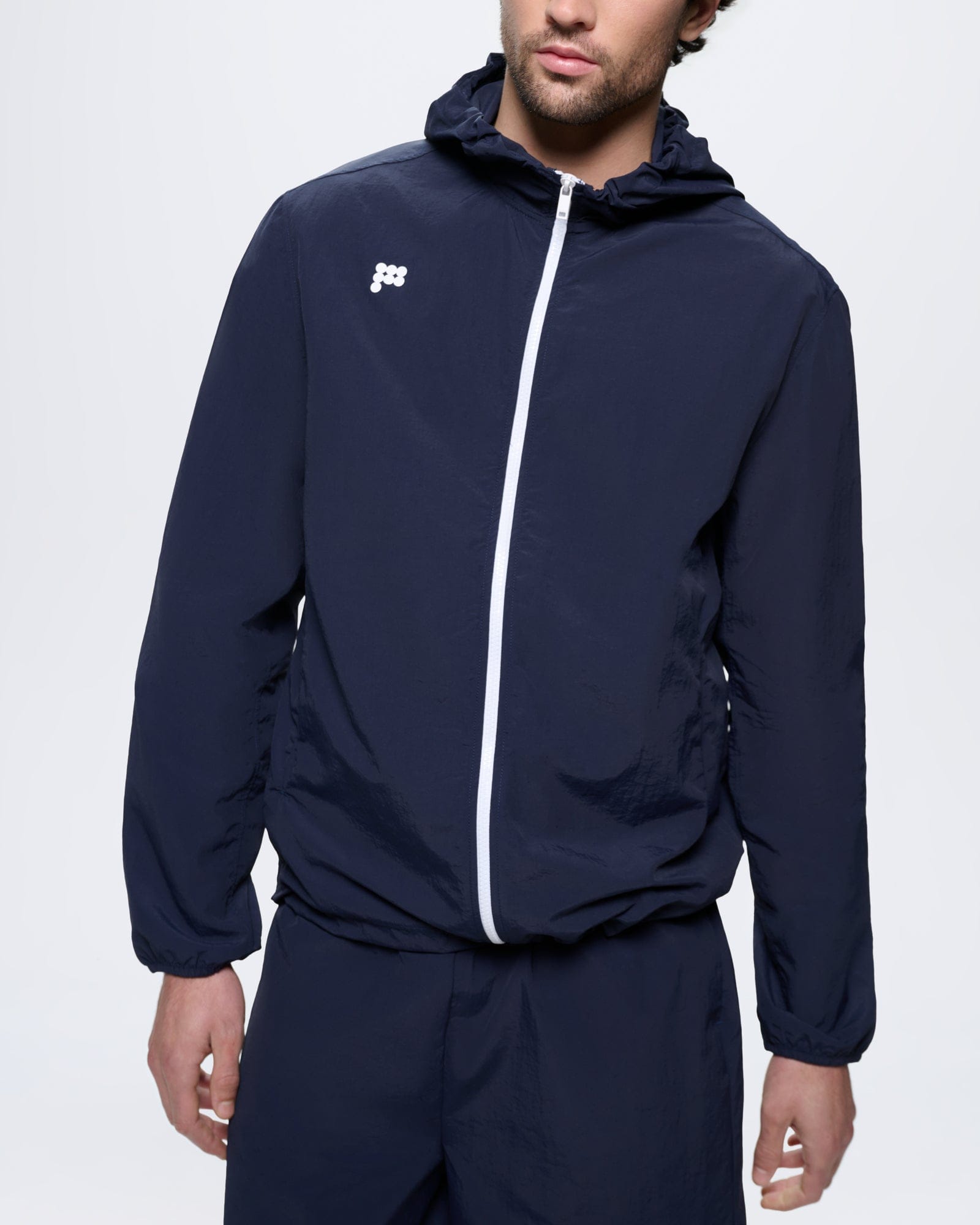 Mens Recycled Nylon Zip Up Jacket—Granite Navy