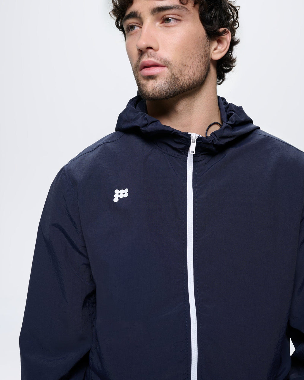 Mens Recycled Nylon Zip Up Jacket—Granite Navy