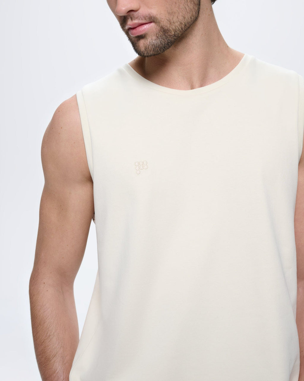 Mens Sleeveless T-Shirt—Bone White