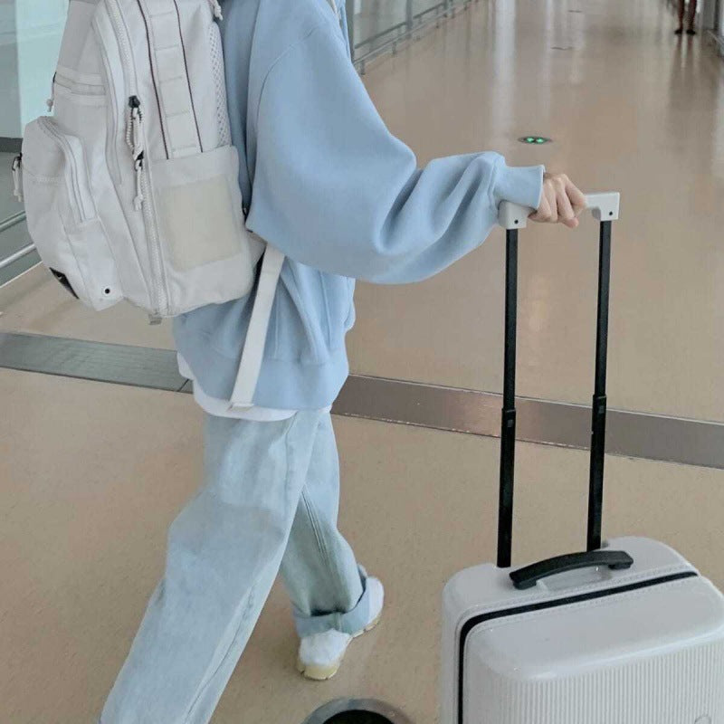 Oversize niche autumn and winter American loose cream yellow light blue with plush thick hooded sweatshirt for women's outerwear