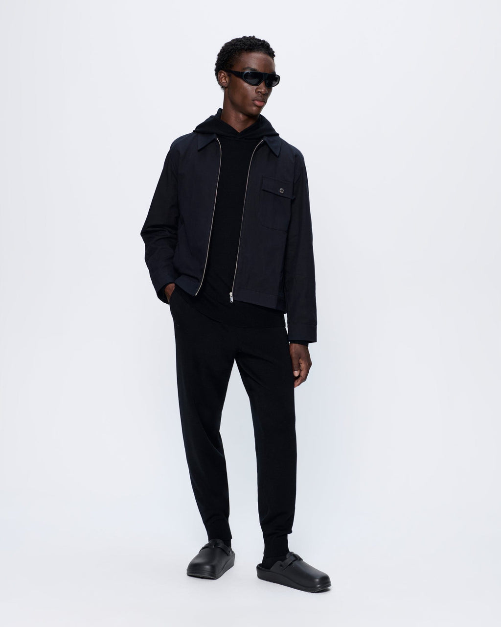 Mens Regenerative Merino Wool Hoodie—black