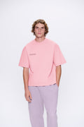 Mens Interlock Oversized Text Block T-Shirt—Sakura Pink