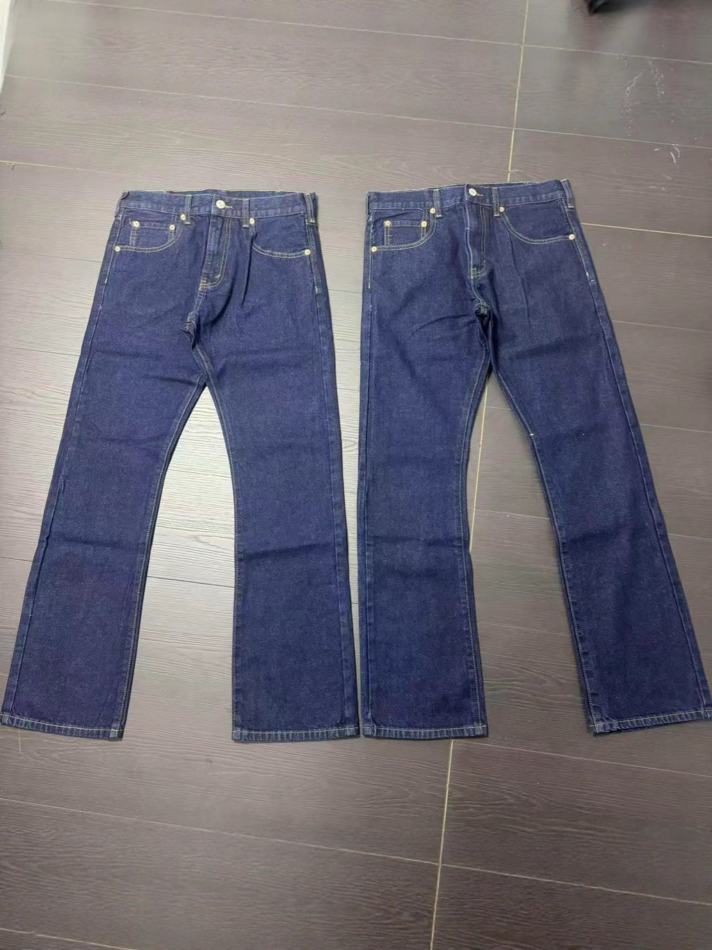 Men 14oz Raw Selvedge Bootcut Jeans, Heavy Raw Indigo Blue Flared Denim Trousers