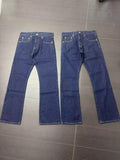 Men 14oz Raw Selvedge Bootcut Jeans, Heavy Raw Indigo Blue Flared Denim Trousers