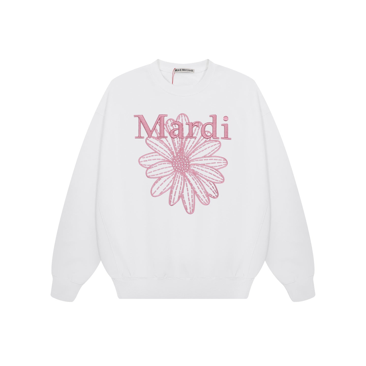 Oversized Floral Embroidered Crewneck Sweatshirt