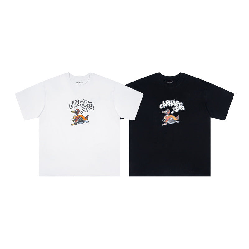 Unisex Carhartt High Street Printed Cotton Loose T Shirt Casual Daily Tops